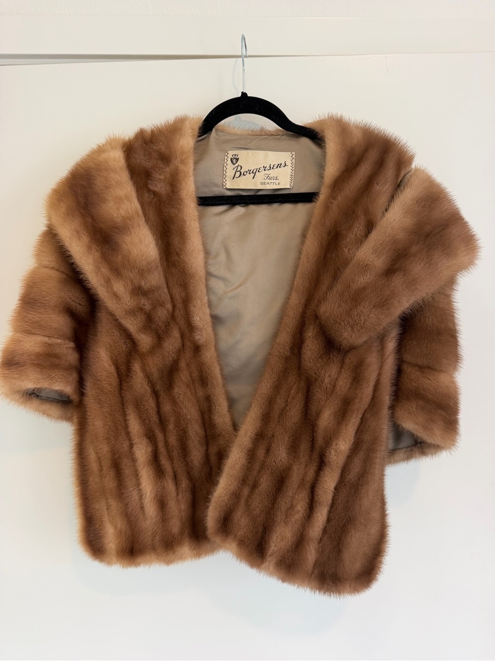 Vintage Fur Stole - Brown Tan Mink Fur Wrap Jacket